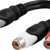 DELTACO multimedie-adapter 3,5mm han til 2xRCA hun