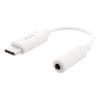 DELTACO USB-C til 3,5 mm adapter, stereo, aktiv, 11 cm, hvid