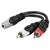 DELTACO multimedie-adapter 3,5mm hun til 2xRCA han, 10cm