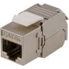 DELTACO Cat6A shielded Keystone jack, toolless clamp termination, plastic, white/metall