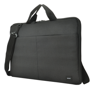 Laptop sleeve til 15-16" bærbar, med håndtag, skulderstrop, lomme & lynlås, sort - fremstillet af 95% genbrugte materialer