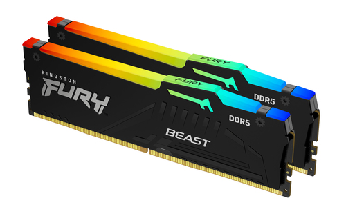 Kingston FURY Beast RGB - DDR5 - sæt - 64 GB: 2 x 32 GB - DIMM 288-PIN - 6400 MHz / PC5-51200 - ikke bufferet