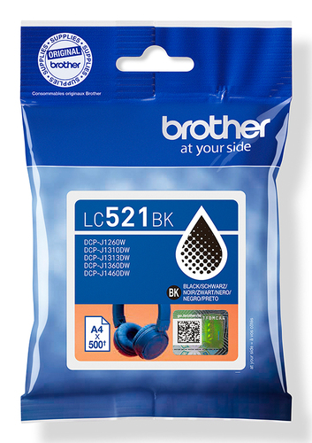Brother LC521BK blækpatron 1 stk Original Sort