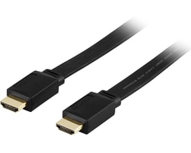 DELTACO Flat High Speed with Ethernet HDMI cable, 3m, black