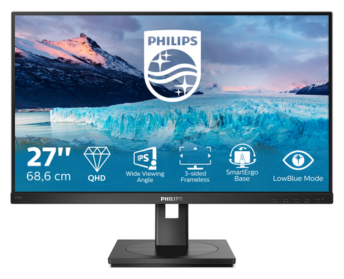 Philips S Line 275S1AE/00 computerskærm 68,6 cm (27") 2560 x 1440 pixel 2K Ultra HD LCD Sort