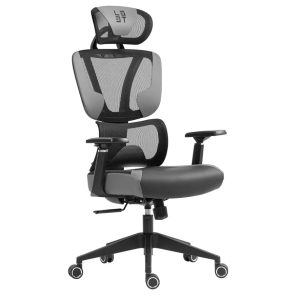 L33T FuzionX Ergo Gamer Stol - Grå - Netstof - Op til 120 kg