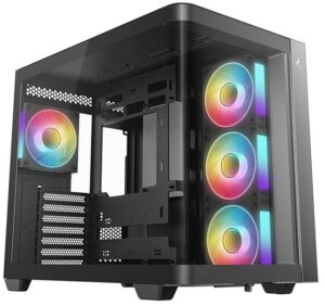 DeepCool CG530U 4F - Kabinet - Sort - Mid tower, ATX, CURVED GLASS sidepanel (hærdet glas), USB/Lyd