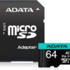 A-DATA 64GB UHS-I Class 10 microSDXC Memory Card m. Adapter