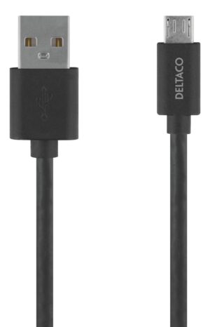 DELTACO USB A - Micro USB cable, 1 m, refill for display, black