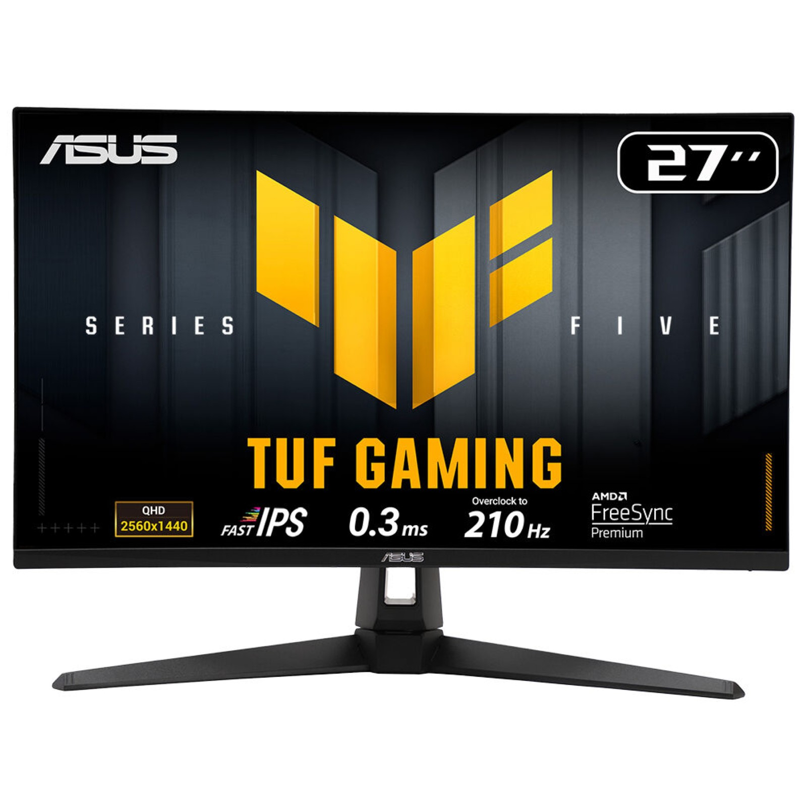 ASUS TUF Gaming VG27AQ5A - LED-skærm - gaming - 27"" - 2560 x 1440 QHD @ 210 Hz - Fast IPS - 300 cd/m² - 1300:1 - HDR10 - 0.3 ms - 2xHDMI, DisplayPort - højtalere - sort