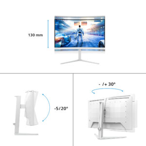 Philips Evnia 5000 27M2C5501 - LED-skærm - gaming - kurvet - 27"" - 2560 x 1440 QHD @ 180 Hz - Fast VA - 5000:1 - HDR10 - 0.5 ms - 2xHDMI, DisplayPort - hvid - Billede 3