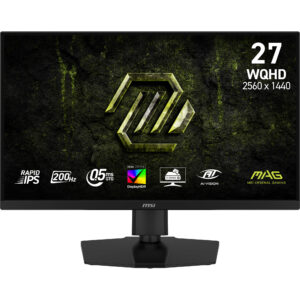 MSI MAG 274QPF E20. Skærm diagonal: 68,6 cm (27""), Skærmopløsning: 2560 x 1440 pixel, HD-type: Wide Quad HD, Skærmteknologi: LCD, Responstid: 0,5 ms, Naturligt aspektforhold: 16:9, Synsvinkel, horisontal: 178°, Synsvinkel, vertikal: 178°. VESA montering. Produktfarve: Sort