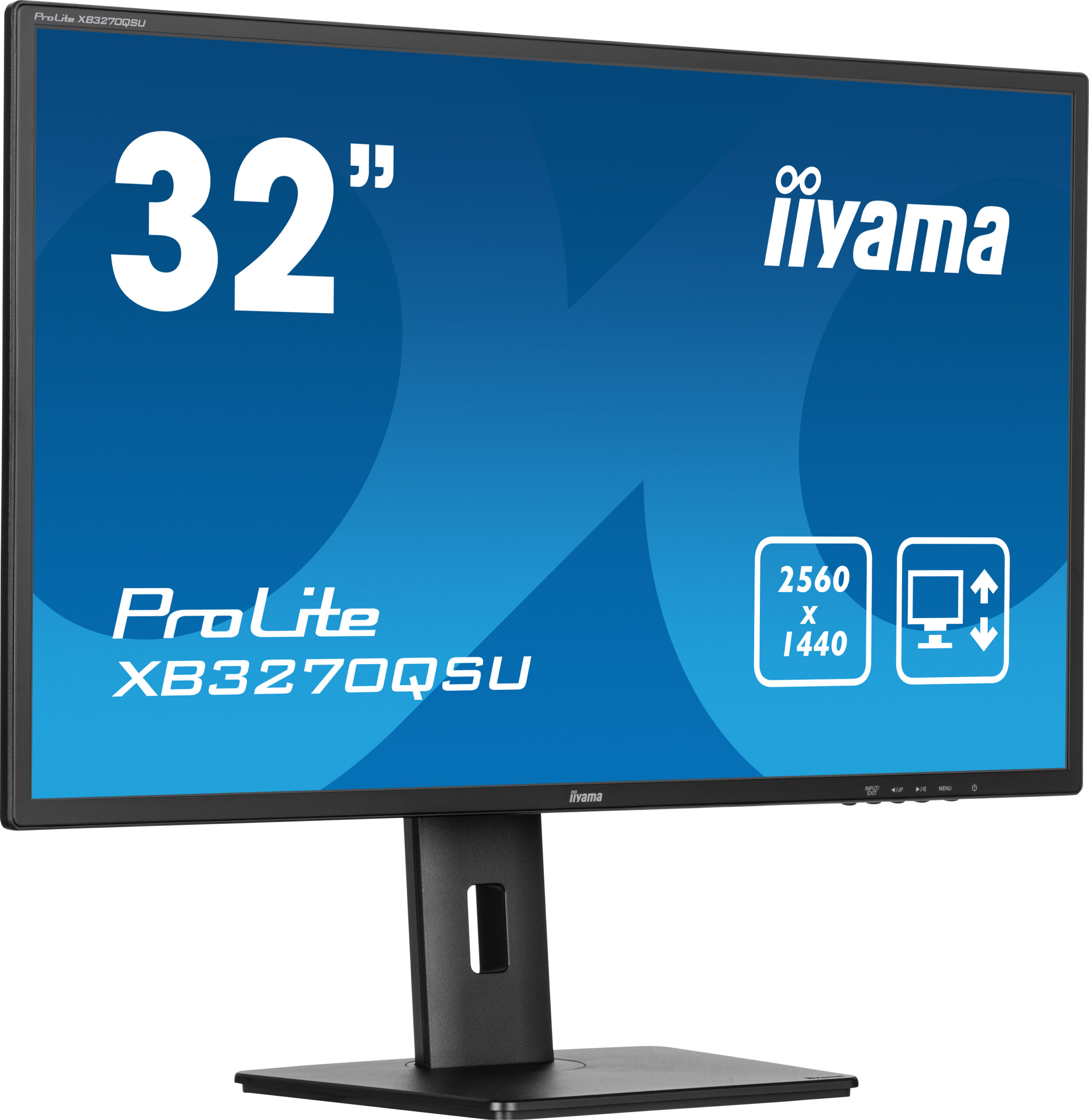 iiyama ProLite XB3270QSU-B1 - LED-skærm - 32"" (31.5"" til at se) - 2560 x 1440 WQHD @ 100 Hz - IPS - 250 cd/m² - 1200:1 - 3 ms - HDMI, DisplayPort - højtalere - mat sort
