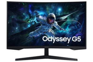Samsung Odyssey G5 S32CG554EU - G55C Series - LED-skærm - gaming - kurvet - 32"" - 2560 x 1440 QHD @ 165 Hz - VA - 300 cd/m² - 2500:1 - HDR10 - 1 ms - HDMI, DisplayPort - sort