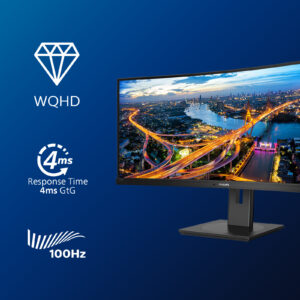 Philips B Line 346B1C - LED-skærm - kurvet - 34"" - 3440 x 1440 UWQHD @ 100 Hz - VA - 300 cd/m² - 3000:1 - 5 ms - HDMI, DisplayPort, USB-C - højtalere - sort struktur - Billede 4
