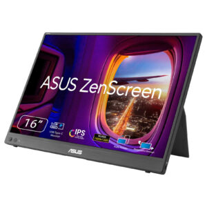 ASUS ZenScreen MB16FC - LED-skærm - 16"" - bærbar - 1920 x 1200 WUXGA @ 75 Hz - IPS - 300 cd/m² - 1000:1 - 5 ms - Mini HDMI, 2xUSB-C - sort