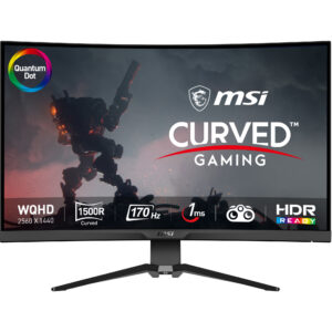 MSI MAG 325CQRF-QD - LED-skærm - gaming - kurvet - 32"" (31.5"" til at se) - 2560 x 1440 WQHD @ 165 Hz - VA - 300 cd/m² - 3500:1 - 1 ms - 2xHDMI, DisplayPort, USB-C