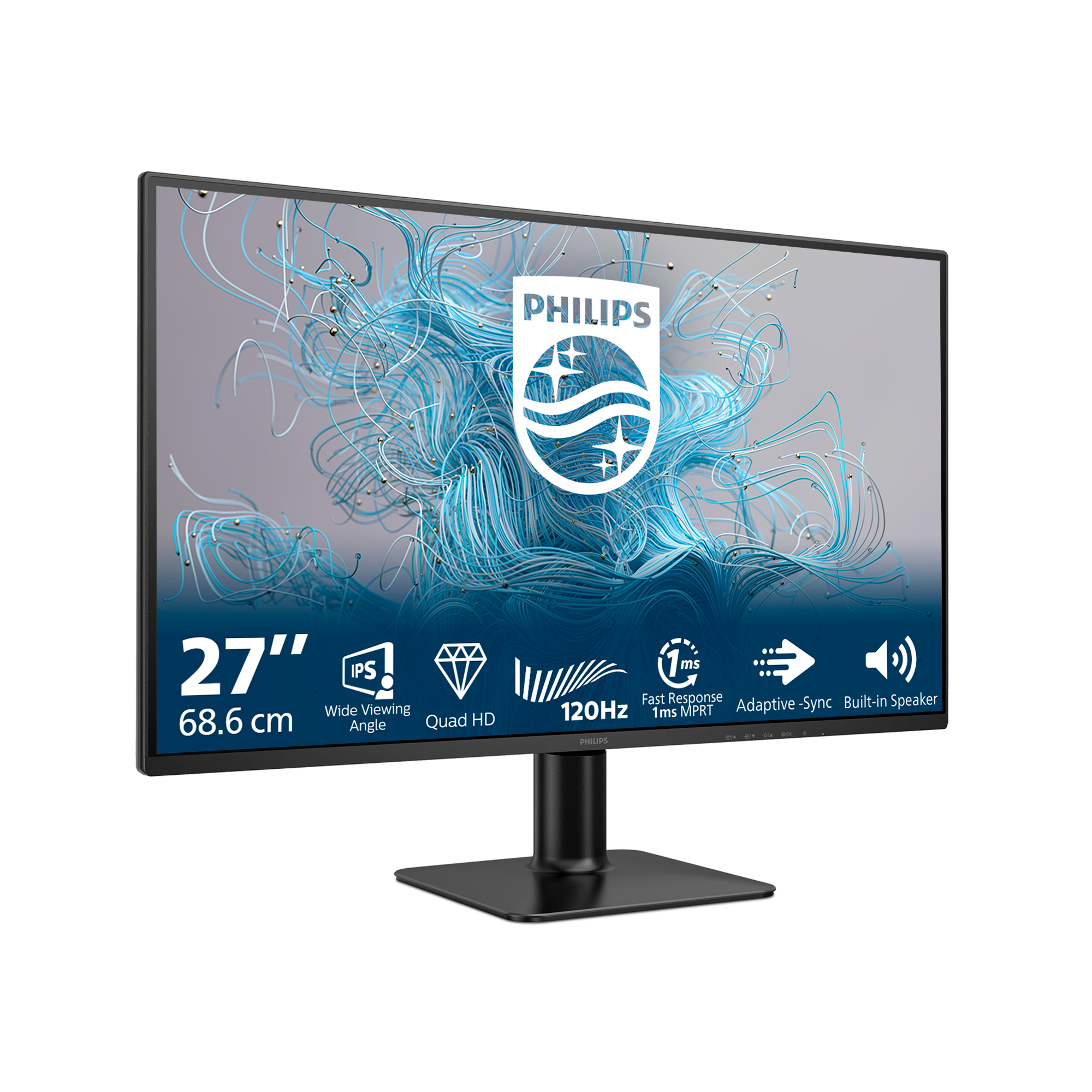 Philips 27E2N2500 - 2000 Series - LED-skærm - 27"" - 2560 x 1440 QHD @ 120 Hz - IPS - 300 cd/m² - 1500:1 - HDR10 - 4 ms - HDMI, DisplayPort - sort - Billede 2