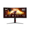 AOC Gaming CU34G4 - LED-skærm - gaming - kurvet - 34"" - 3440 x 1440 UWQHD @ 180 Hz - Fast VA - 2500:1 - HDR10 - 0.5 ms - 2xHDMI, DisplayPort - sort, rød
