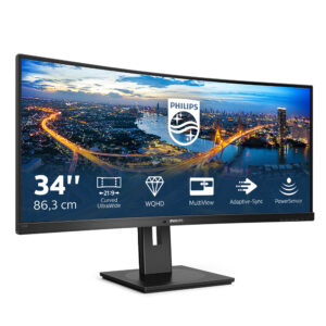 Philips 345B1C - LED-skærm - kurvet - 34"" - 3440 x 1440 WQHD @ 100 Hz - VA - 300 cd/m² - 3000:1 - 5 ms - 2xHDMI, DisplayPort - højtalere - sort struktur - Billede 3