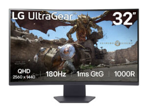 LG UltraGear 32GS60QC-B - LED-skærm - gaming - kurvet - 32"" - 2560 x 1440 QHD @ 180 Hz - VA - 300 cd/m² - 3000:1 - HDR10 - 1 ms - 2xHDMI, DisplayPort