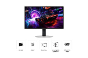 Samsung Odyssey OLED G8 S32FG810SU - G81SF Series - OLED-monitor - gaming - 32"" - 3840 x 2160 4K UHD (2160p) @ 240 Hz - 260 cd/m² - 1000000:1 - DisplayHDR 400 True Black - 0.03 ms - 2xHDMI, DisplayPort - sølv - Billede 4