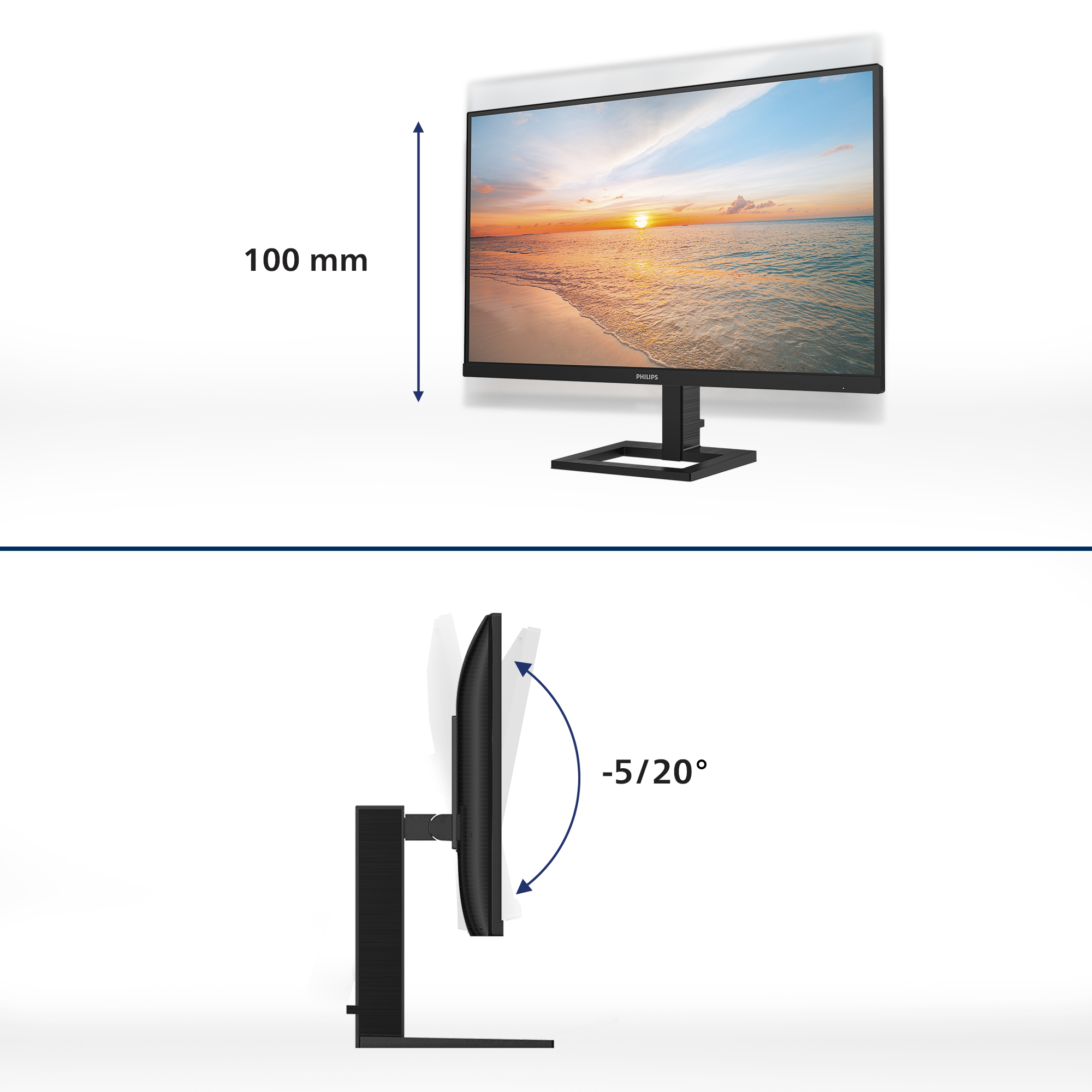 Philips 27E1N1900AE - 1000 Series - LED-skærm - 27"" - 3840 x 2160 4K UHD (2160p) @ 60 Hz - IPS - 350 cd/m² - 1000:1 - HDR10 - 4 ms - 2xHDMI, USB-C - højtalere - sort - Billede 3