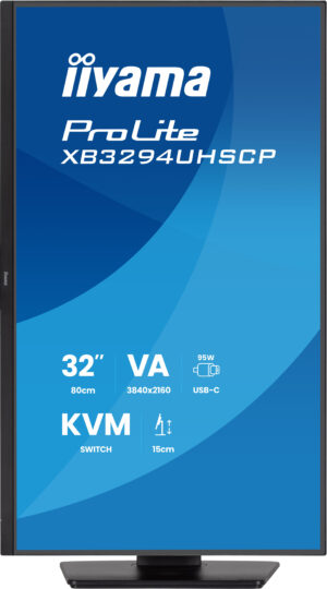iiyama ProLite XB3294UHSCP-B1 - LED-skærm - 31.5"" - 3840 x 2160 4K @ 60 Hz - VA - 400 cd/m² - 3000:1 - 2 ms - HDMI, DisplayPort, USB-C - højtalere - sort, mat - Billede 3