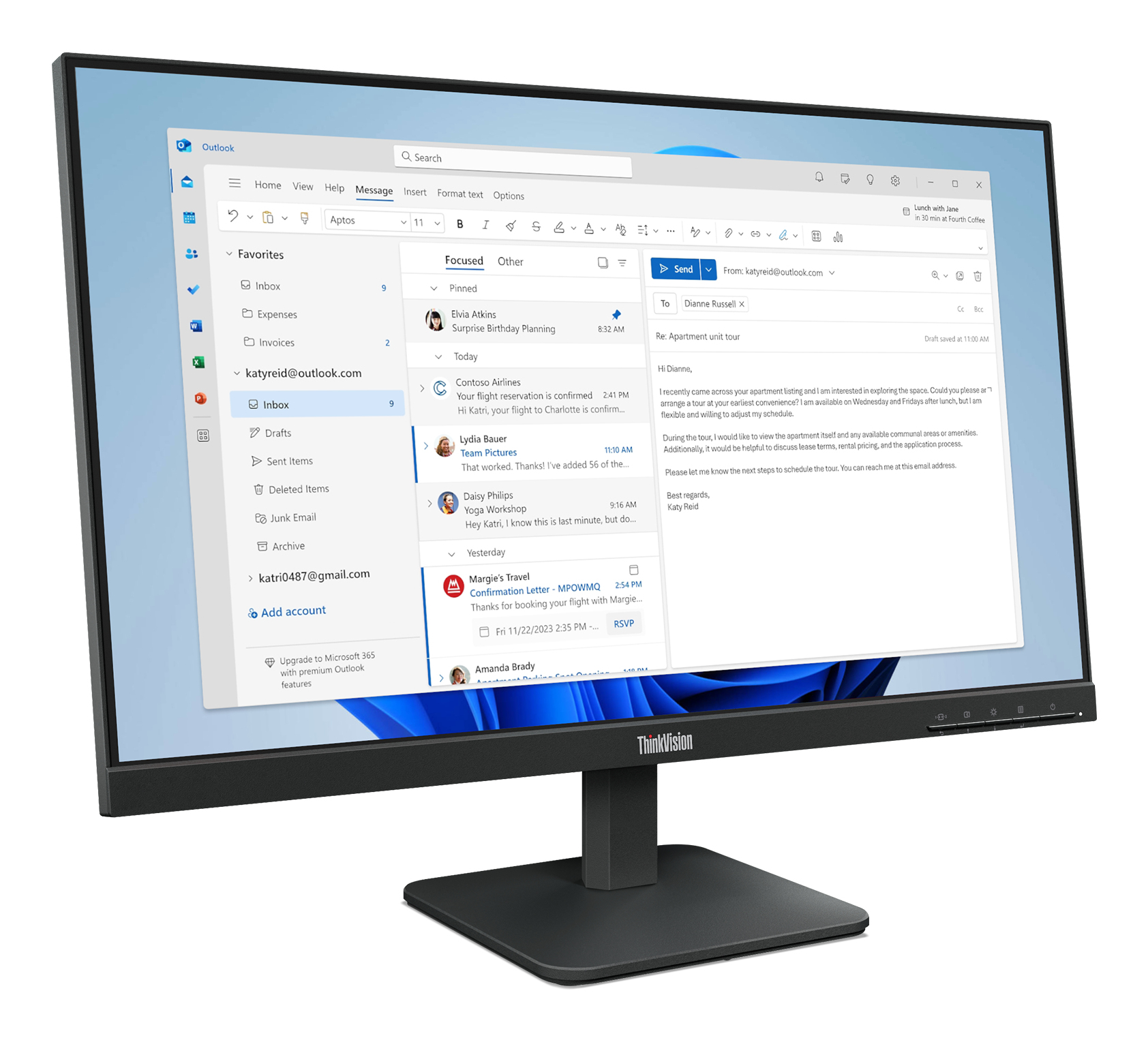 Lenovo ThinkVision S24-4e - LED-skærm - 24"" (23.8"" til at se) - 1920 x 1080 Full HD (1080p) @ 100 Hz - IPS - 250 cd/m² - 1300:1 - 4 ms - HDMI, VGA - ravnsort - Billede 4