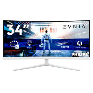 Philips Evnia 5000 34M2C5501A - LED-skærm - gaming - kurvet - 34"" - 3440 x 1400 WQHD @ 180 Hz - Fast VA - 300 cd/m² - 4000:1 - DisplayHDR 400 - 0.5 ms - 2xHDMI, DisplayPort - højtalere - hvid