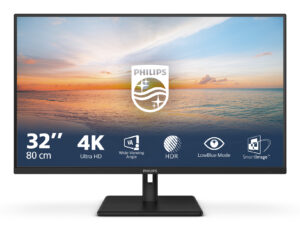 Philips 32E1N1800LA - 1000 Series - LED-skærm - 32"" (31.5"" til at se) - 3840 x 2160 4K UHD (2160p) @ 60 Hz - VA - 300 cd/m² - 3500:1 - HDR10 - 4 ms - 2xHDMI, DisplayPort - højtalere - sort
