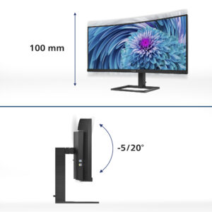 Philips E-line 346E2CUAE - LED-skærm - kurvet - 34"" - 3440 x 1440 UWQHD @ 100 Hz - VA - 300 cd/m² - 3000:1 - 1 ms - HDMI, DisplayPort, USB-C - højtalere - sort med tekstur - Billede 3