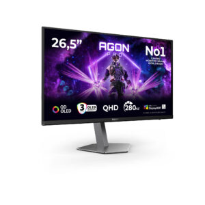 AOC AGON PRO AG276QZD2 - OLED-monitor - gaming - 27"" (26.7"" til at se) - 2560 x 1440 QHD @ 280 Hz - 250 cd/m² - 15000000:1 - DisplayHDR 400 True Black - 0.03 ms - 2xHDMI, 2xDisplayPort - højtalere - mørkegrå - Billede 2