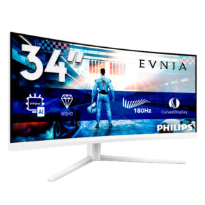 Philips Evnia 5000 34M2C5501A - LED-skærm - gaming - kurvet - 34"" - 3440 x 1400 WQHD @ 180 Hz - Fast VA - 300 cd/m² - 4000:1 - DisplayHDR 400 - 0.5 ms - 2xHDMI, DisplayPort - højtalere - hvid - Billede 2