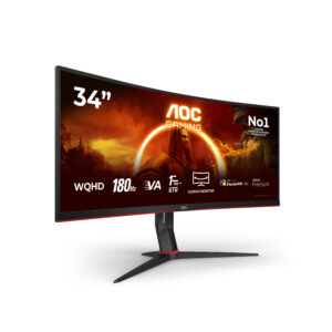 AOC Gaming CU34G2XP/BK - LED-skærm - gaming - kurvet - 34"" - 3440 x 1440 WQHD @ 180 Hz - VA - 4000:1 - DisplayHDR 400 - 1 ms - 2xHDMI, 2xDisplayPort - sort - Billede 2