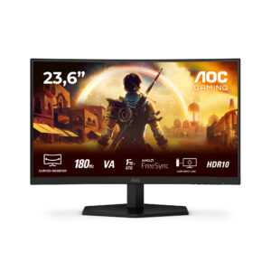 AOC Gaming C24G42E - LED-skærm - gaming - kurvet - 24"" (23.6"" til at se) - 1920 x 1080 Full HD (1080p) @ 180 Hz - Fast VA - 250 cd/m² - 3000:1 - HDR10 - 0.5 ms - 2xHDMI, DisplayPort - højtalere - sort, rød