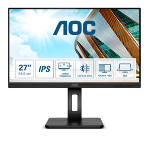 AOC 27P2Q - LED-skærm - 27"" - 1920 x 1080 Full HD (1080p) @ 75 Hz - IPS - 250 cd/m² - 1000:1 - 4 ms - HDMI, DVI, DisplayPort, VGA - højtalere - sort