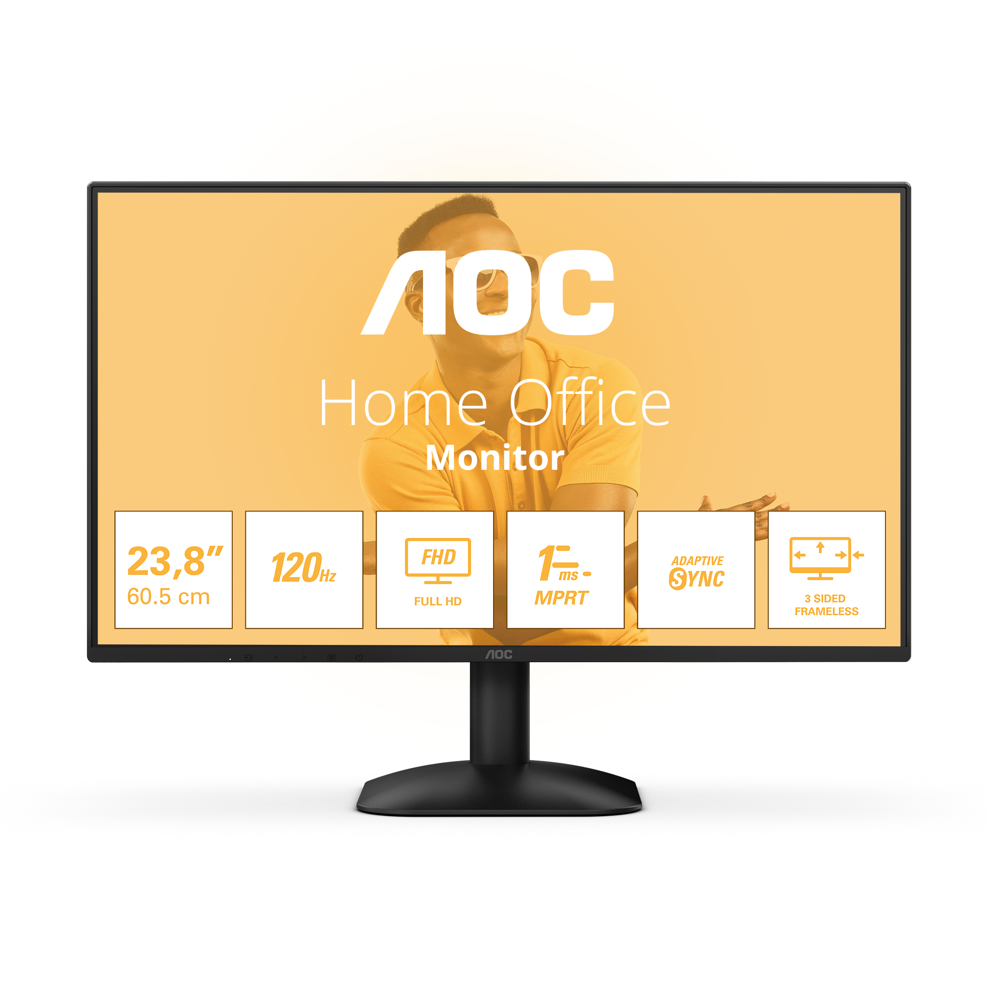AOC 24B31H - LED-skærm - 24"" (23.8"" til at se) - 1920 x 1080 Full HD (1080p) @ 120 Hz - IPS - 300 cd/m² - 1500:1 - 1 ms - HDMI, VGA - sort