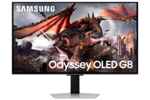 Samsung Odyssey OLED G8 S32DG802SU - OLED-monitor - Smart - gaming - 32"" - 3840 x 2160 4K @ 240 Hz - 250 cd/m² - 1000000:1 - 0.03 ms - 2xHDMI, DisplayPort - højtalere - sølv