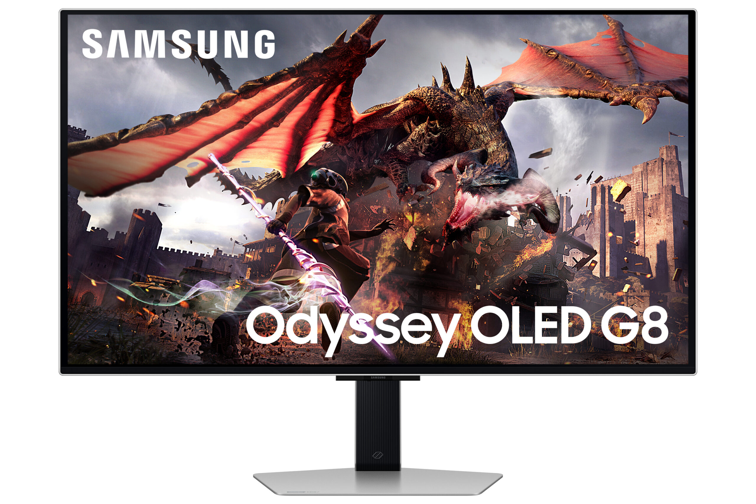 Samsung Odyssey OLED G8 S32DG802SU - OLED-monitor - Smart - gaming - 32"" - 3840 x 2160 4K @ 240 Hz - 250 cd/m² - 1000000:1 - 0.03 ms - 2xHDMI, DisplayPort - højtalere - sølv