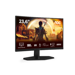 AOC Gaming C24G42E - LED-skærm - gaming - kurvet - 24"" (23.6"" til at se) - 1920 x 1080 Full HD (1080p) @ 180 Hz - Fast VA - 250 cd/m² - 3000:1 - HDR10 - 0.5 ms - 2xHDMI, DisplayPort - højtalere - sort, rød - Billede 2