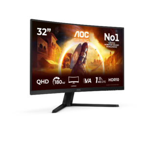 AOC Gaming CQ32G4VE - G4 Series - LED-skærm - gaming - kurvet - 32"" (31.5"" til at se) - 2560 x 1440 QHD @ 180 Hz - Fast VA - 300 cd/m² - 3500:1 - HDR10 - 0.5 ms - 2xHDMI, DisplayPort - grå, sort - Billede 2