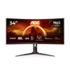 AOC Gaming CU34G2XP/BK - LED-skærm - gaming - kurvet - 34"" - 3440 x 1440 WQHD @ 180 Hz - VA - 4000:1 - DisplayHDR 400 - 1 ms - 2xHDMI, 2xDisplayPort - sort