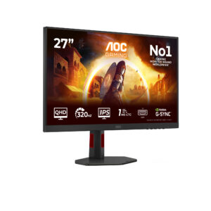 AOC Gaming Q27G4SRU - LED-skærm - gaming - 27"" - 2560 x 1440 QHD @ 320 Hz - Fast IPS - 400 cd/m² - 1000:1 - DisplayHDR 400 - 0.3 ms - 2xHDMI, DisplayPort - sort, rød - Billede 2