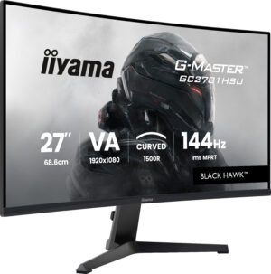 iiyama G-MASTER Black Hawk GC2781HSU-B1 - LED-skærm - gaming - kurvet - 27"" - 1920 x 1080 Full HD (1080p) @ 144 Hz - VA - 350 cd/m² - 4000:1 - 1 ms - HDMI, DisplayPort - højtalere - sort - Billede 2