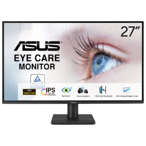 ASUS VA27AQ - LED-skærm - 27"" - 2560 x 1440 QHD @ 75 Hz - IPS - 350 cd/m² - 1000:1 - HDR10 - HDMI, VGA, DisplayPort - højtalere - sort