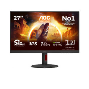 AOC Gaming 27G4ZR - G4 Series - LED-skærm - gaming - 27"" - 1920 x 1080 Full HD (1080p) @ 240 Hz - Fast IPS - 350 cd/m² - 1000:1 - HDR10 - 0.3 ms - 2xHDMI, DisplayPort - sort, rød