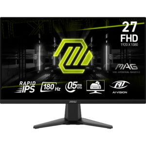 MSI MAG 275F - LCD-skærm - 27"" - 1920 x 1080 Full HD (1080p) @ 180 Hz - Fast IPS - 250 cd/m² - 1000:1 - 0.5 ms - 2xHDMI, DisplayPort - sort