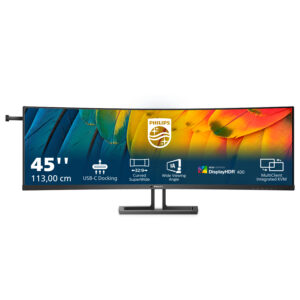 Philips 45B1U6900C - LED-skærm - kurvet - 45"" (44.5"" til at se) - 5120 x 1440 Dual Quad HD @ 75 Hz - VA - 450 cd/m² - 3000:1 - DisplayHDR 400 - 4 ms - 2xHDMI, DisplayPort, USB-C - højtalere - sort