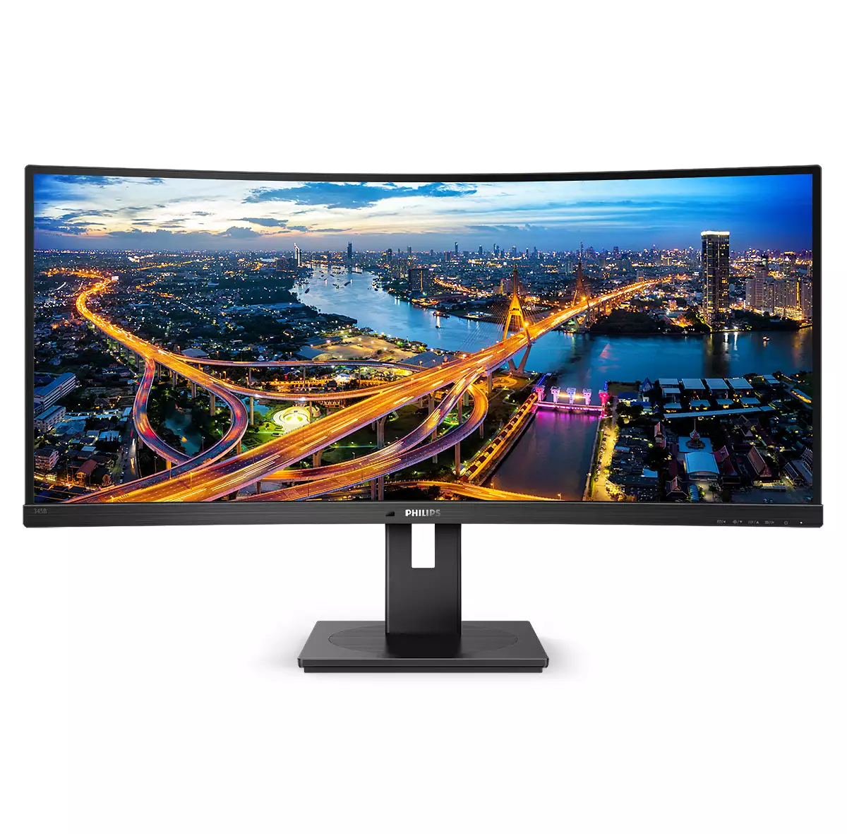 Philips 345B1C - LED-skærm - kurvet - 34"" - 3440 x 1440 WQHD @ 100 Hz - VA - 300 cd/m² - 3000:1 - 5 ms - 2xHDMI, DisplayPort - højtalere - sort struktur